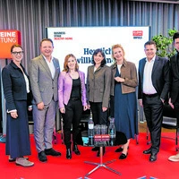 Business Stage „Healthy Aging“: Xenia Daum (GF Kleine Zeitung), Christian Kladiva, Corina Madreiter-Sokolowski, ­Kristina Hütter-Klepp, Alexandra Fuchsbichler, Lukas Schinko und Andreas Prückler (Kleine Zeitung)