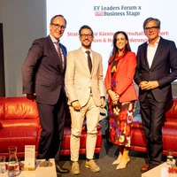 Bei der Kleine Zeitung Business Stage: Timo Springer, Sebastian Schuschnig, Kristina Aichwalder und Michael Junghans