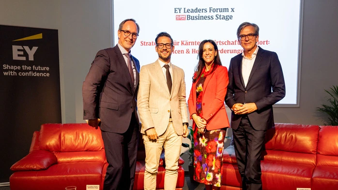 Bei der Kleine Zeitung Business Stage: Timo Springer, Sebastian Schuschnig, Kristina Aichwalder und Michael Junghans