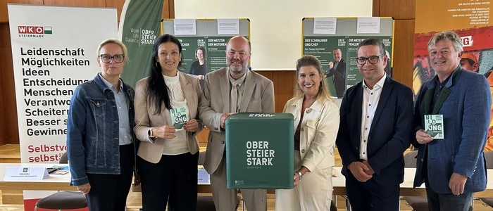 WKO-Regionalstellenleiterin Martina Romen-Kierner, 
Sonja Gölz vom Regionalmanagement, WKO-Obmann-Stv.
Hugo Sampl, Kerstin Brickmann-Fellner von AK Bruck, 
Ernst Führer von der Bildungsregion und
Günther Wagner vom AMS Bruck/Mur