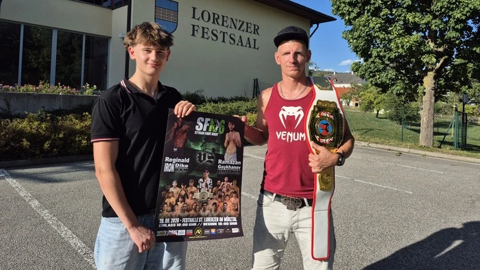 Noah Moser (links) aus Kapfenberg trainiert seit zwei Jahren bei seinem Vorbild Karl Proderutti und tritt am Samstag erstmals bei der Styrian-Fight-Night an