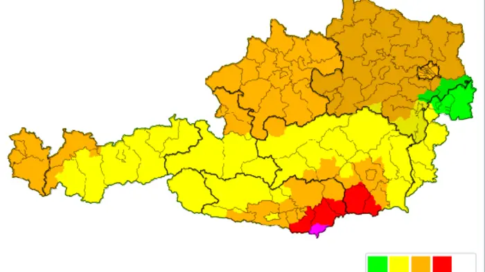 Für Teile Kärntens gibt es laut UWZ eine Unwetterwarnung 