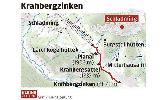 Die Route auf den Krahbergzinken