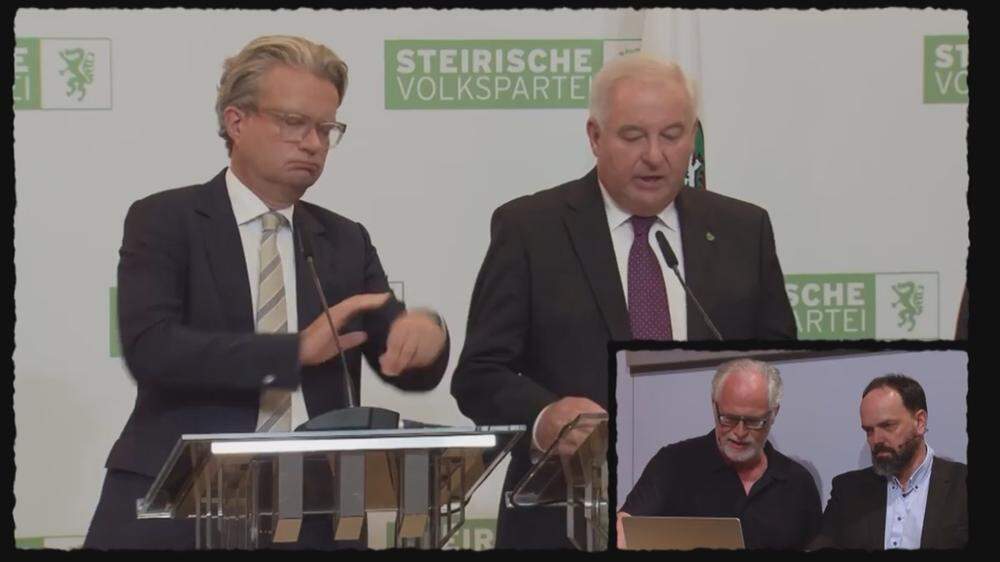Maschek reden drüber - in diesem Fall über Mitschnitte des Rücktritts von Hermann Schützenhöfer und der Amtsübergabe an den nunmehrigen Landeshauptmann Christopher Drexler
