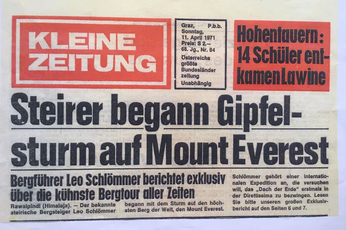 1971 war Schlömmer bei einer internationalen Großexpedition am Mount Everest, der mit 8848 Metern der höchste Berg der Welt ist. Geleitet wurde die Expedition von Norman A. Dyhrenfurth, auch berühmte Bergsteiger wie Dougal Haston oder Anton "Toni" Hiebeler nahmen an der Expedition teil. Die Expedition dauerte von Februar bis Mai 1971, musste jedoch aufgrund von schlechten Wetters und eines Todesfalls auf einer Höhe von 8300 Metern abgebrochen werden.