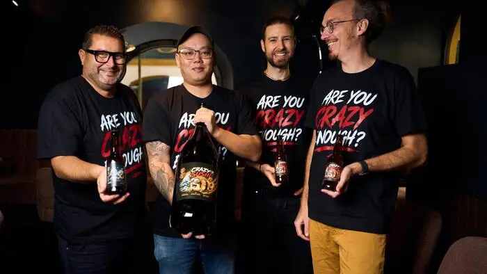 v. l. n. r. Alexander Andreadis (Star.Wine), Jin Xuliang (GF Sushi Vero), Tom Winkler & Harry Kristen (Tom&Harry Brewing)