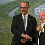 Glückliche Gesichter vor der Äußerung über Belém: Friedrich Merz und Luiz Inacio Lula da Silva beim Weltklimagipfel