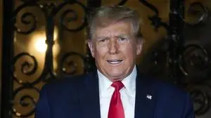 Republican presidential candidate former President Donald Trump speaks at his Mar-a-Lago estate, Friday, Feb. 16, 2024, in Palm Beach, Fla. (AP Photo/Rebecca Blackwell)