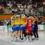 HARTBERG,AUSTRIA,29.MAR.25 - VOLLEYBALL - AVL, Austrian Volley League, TSV Hartberg vs SK Aich/Dob. Image shows the rejoicing of team Aich/Dob.
Photo: GEPA pictures/ Alexander Solc