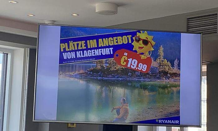 Mit einem Eröffnungsangebot will Ryanair die ersten Passagiere ab Klagenfurt locken