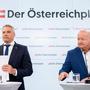 Bundeskanzler Karl Nehammer und ÖVP-Generalsekretär Christian Stocker präsentierten die ÖVP-Forderungen zur Sozialhilfe