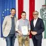 Unter den „Top 30 unter 30“ des Landes: WKO Steiermark-Präsident Josef Herk mit Jungunternehmer Paul Ehrenreich und „Steirische Wirtschaft“-Chefredakteur Mario Lugger (v. r.)