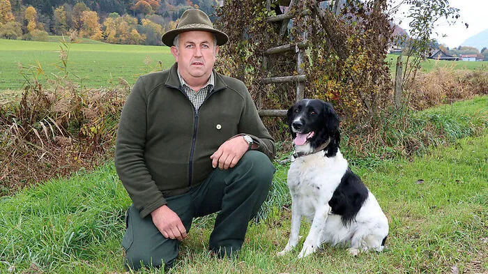 Bernd Pichlkastner und sein großer Münsterländer Fibi von Ehrenhof