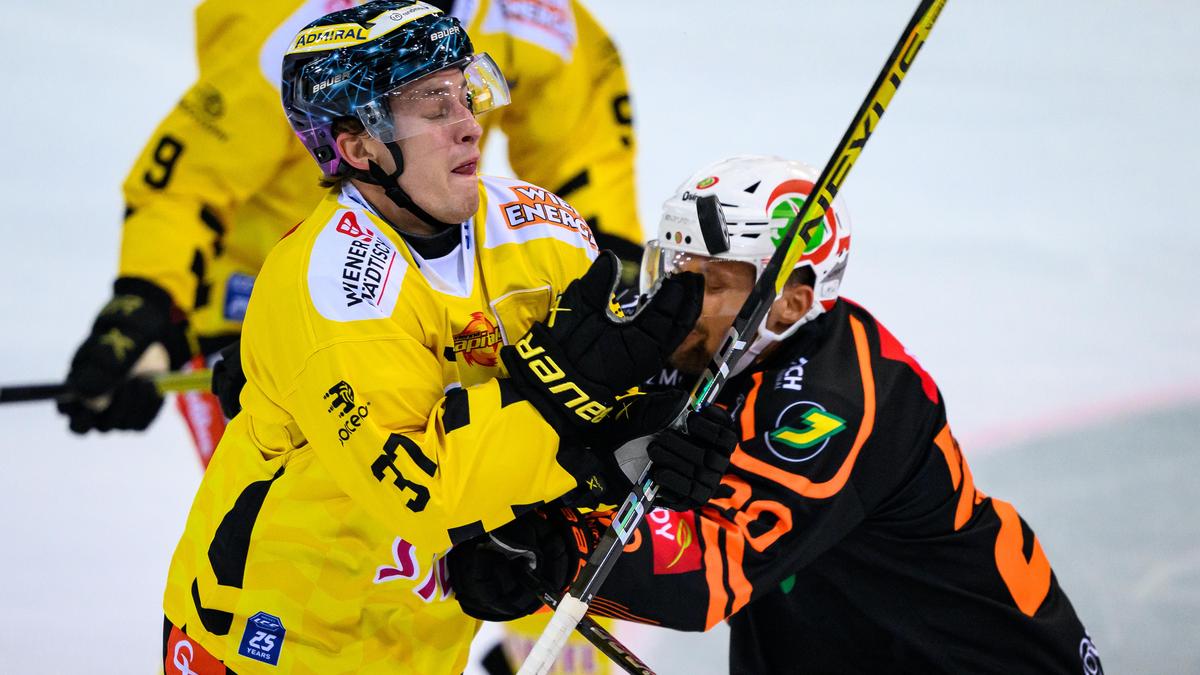 Nico Brunner (rechts) und die Graz99ers gewannen bei den Vienna Capitals