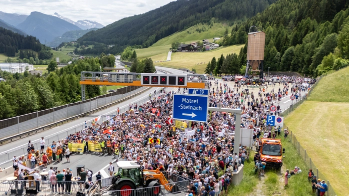 Demonstration wegen Transitbelastung, Blockade des Brennerkorridors am 30, Mai 