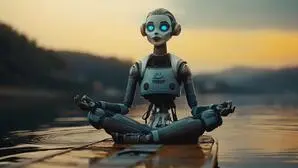 Im Mittelpunkt steht ein Roboter, der durch seinen Aufenthalt in der Region neue Energie tankt