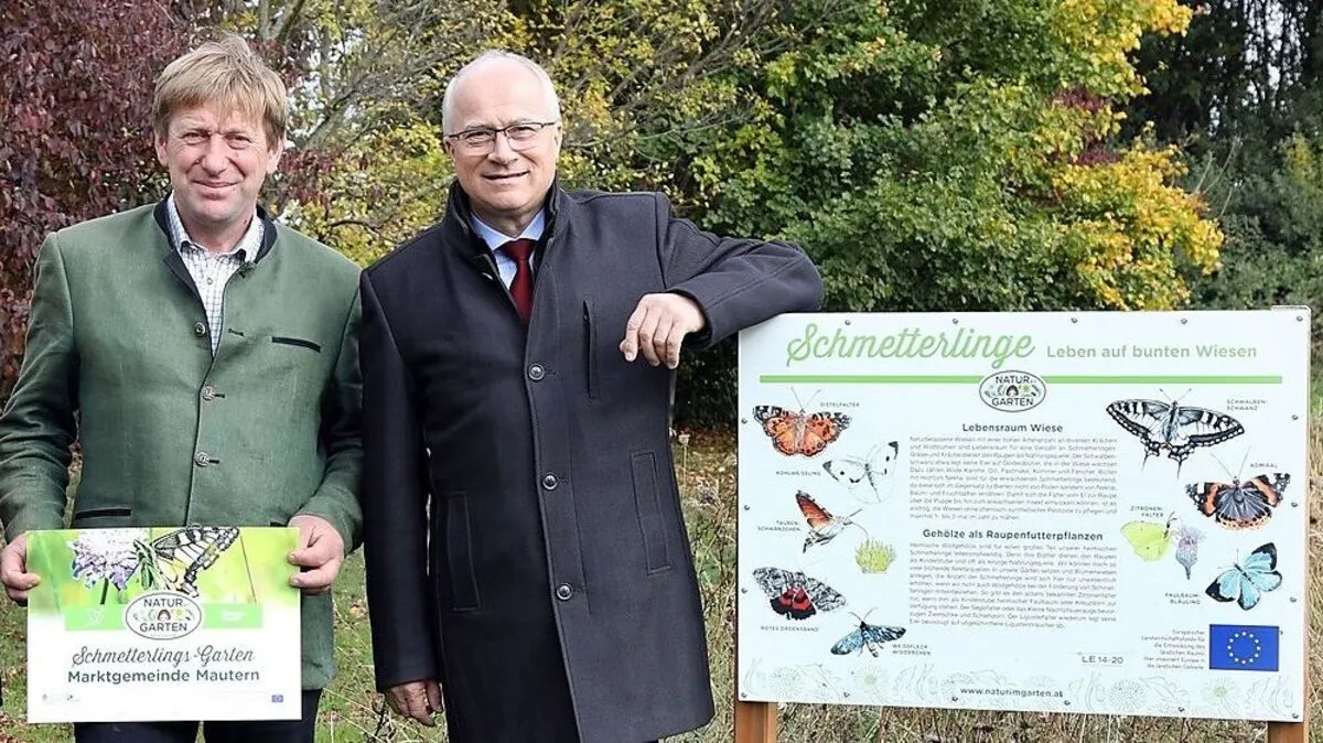 Landesrat Hans Seitinger übergab das Zertifikat an Mauterns Vizebürgermeister Franz Lerchbaum