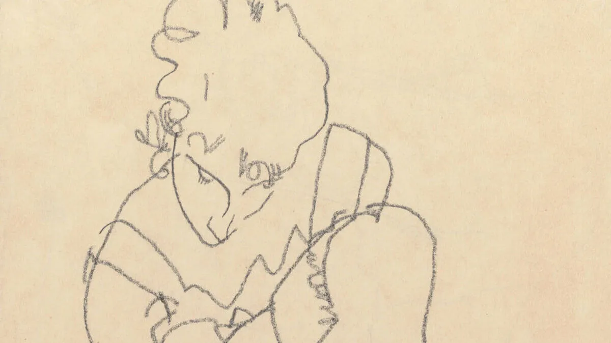 "Schuhe anziehendes Mädchen" von Egon Schiele