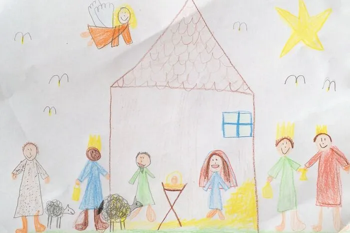 Hannah Kunstätter (8) aus Maria Rojach zeichnete die Weihnachtskrippe mit dem Jesuskind, Maria und Josef und den Tieren.