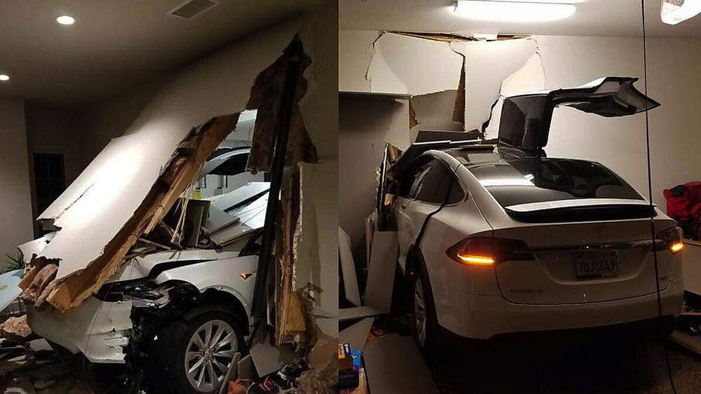 Das Model X krachte durch die Garagenwand