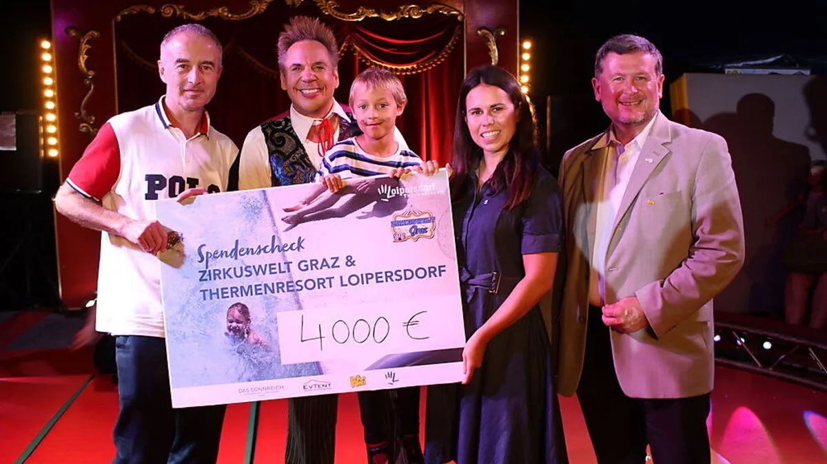 Martin Benesch (Leiter der Onkologie im LKH Graz), Christian Hofer ("Zirkuswelt Graz"), Katharina Gasser (Thermenressort Lopiersdorf) und Michael Pötler (Wiki Steiemark)