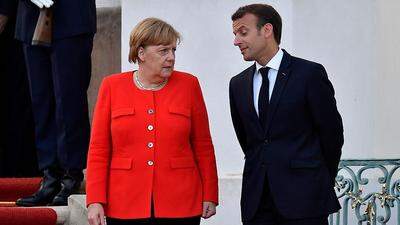 Deutschlands Bundeskanzlerin Angela Merke und Frakreichs Präsident Emanuel Macron