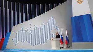 Putin bei der Rede in Moskau