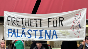 Umstrittene „judenfreie“ Landkarte bei einer palästinensischen Demo im Oktober vor dem Innenministerium in Wien 