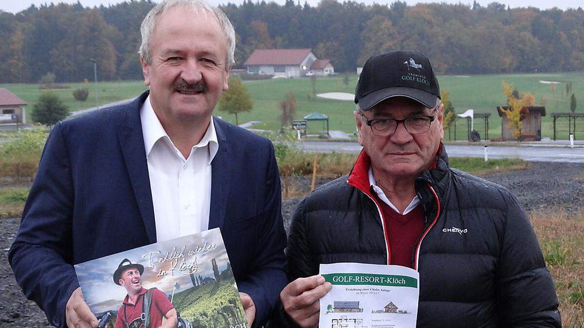 Bürgermeister Josef Doupona und Golfplatzbetreiber Leonhard Wörndl haben Großes vor.