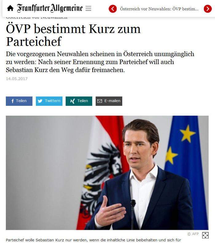 Kurz und die ÖVP in der Frankfurter Allgemeinen 