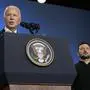 FILE - President Joe Biden, left, joined by President of Ukraine Volodymyr Zelenskyy, speaks during an event on the Ukraine Compact on the sidelines of the NATO Summit in Washington, Thursday, July 11, 2024. (AP Photo/Susan Walsh, File)
