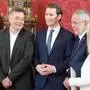 Alma Zadic, Werner Kogler, Sebastian Kurz und Alexander van der Bellen