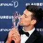 Laureus World Sportsman of The Year 2019 winner Serbia's tennis player Novak Djokovic poses with his award at the 2019 Laureus World Sports Awards ceremony at the Sporting Monte-Carlo complex in Monaco on February 18, 2019. (Photo by Valery HACHE / AFP)