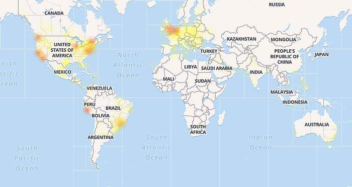 Vom Facebook-Ausfall sind vor allem die USA, Europa und Teile Südamerikas betroffen