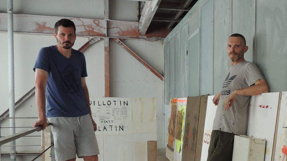 Künstler Tomak und Andreas Stern in der Kugelmühle	