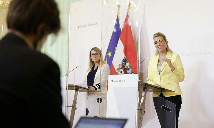 Wirtschaftsministerin Margarete Schramböck, Arbeitsministerin Christine Aschbacher
