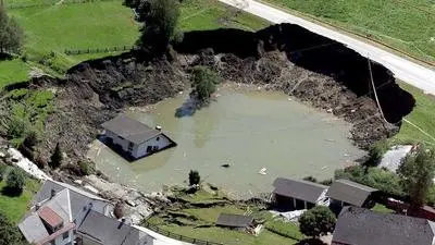 Grubenungl�ck in Lassing -Luftaufnahme-