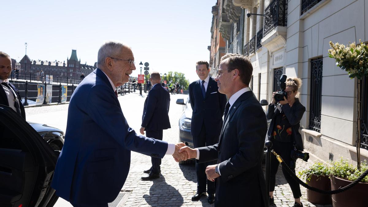 Bundespräsident Alexander Van der Bellen und Schwedens Premierminister Ulf Kristersson 