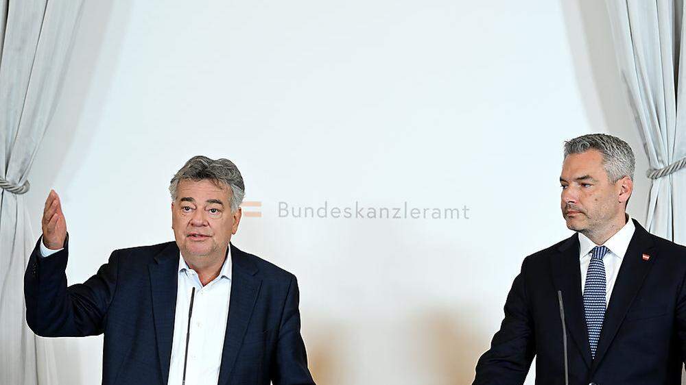 Bundeskanzler Karl Nehammer (ÖVP) und Vizekanzler Werner Kogler (Grüne)