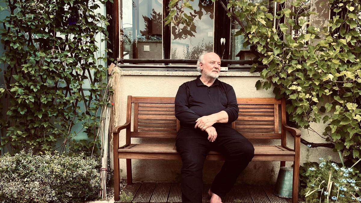 Lojze Wieser vor seinem Haus in Klagenfurt: „Große Europäer? Ich sehe
momentan keine“
