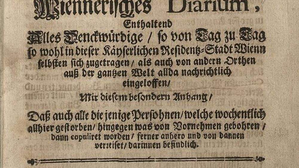 Die erste Ausgabe der Weiner Zeitung erschien am 8. August 1703.