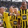 Sebastien Haller (rechts) traf doppelt für Dortmund.