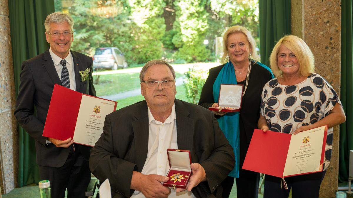 Landeshauptmann Peter Kaiser, Georg und Leonore Lukeschitsch, Villachs Vizebürgermeisterin Gerda Sandriesser (von Links)