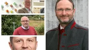Von oben l.: Peter Fließer (Bgm. Mooskirchen), Kurt Riemer (Bgm. Maria Lankowitz), Markus Holzer (designierter Bgm. St. Martin am Wöllmißberg) Bernd Gratzer (Bgm. Kainach)