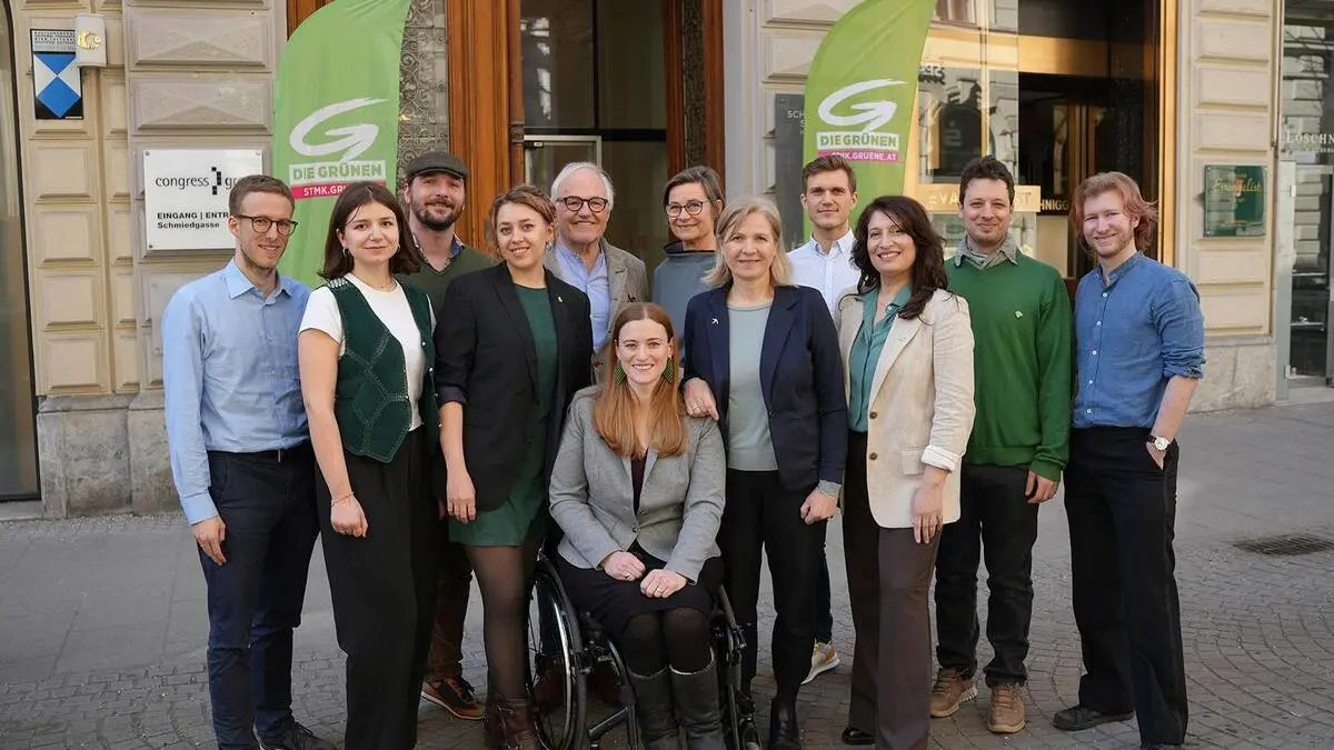 Das neue Team der Grünen für Gemeinderatswahl in Graz am 28. Juni 2026