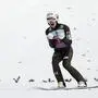 Anze Lanisek, of Slovenia, reacts after his second round jump at the second stage of the 72th Four Hills ski jumping tournament in Garmisch-Partenkirchen, Germany, Monday, Jan. 1, 2024. (AP Photo/Matthias Schrader)
