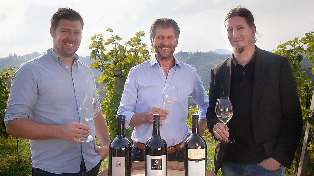 Mario Weber vom Weingut Kodolitsch (Sauvignon Weltmeister 2018), Walter Skoff (Sauvignon Weltmeister 2017), Reinhard Muster (Sauvignon Weltmeister 2016)