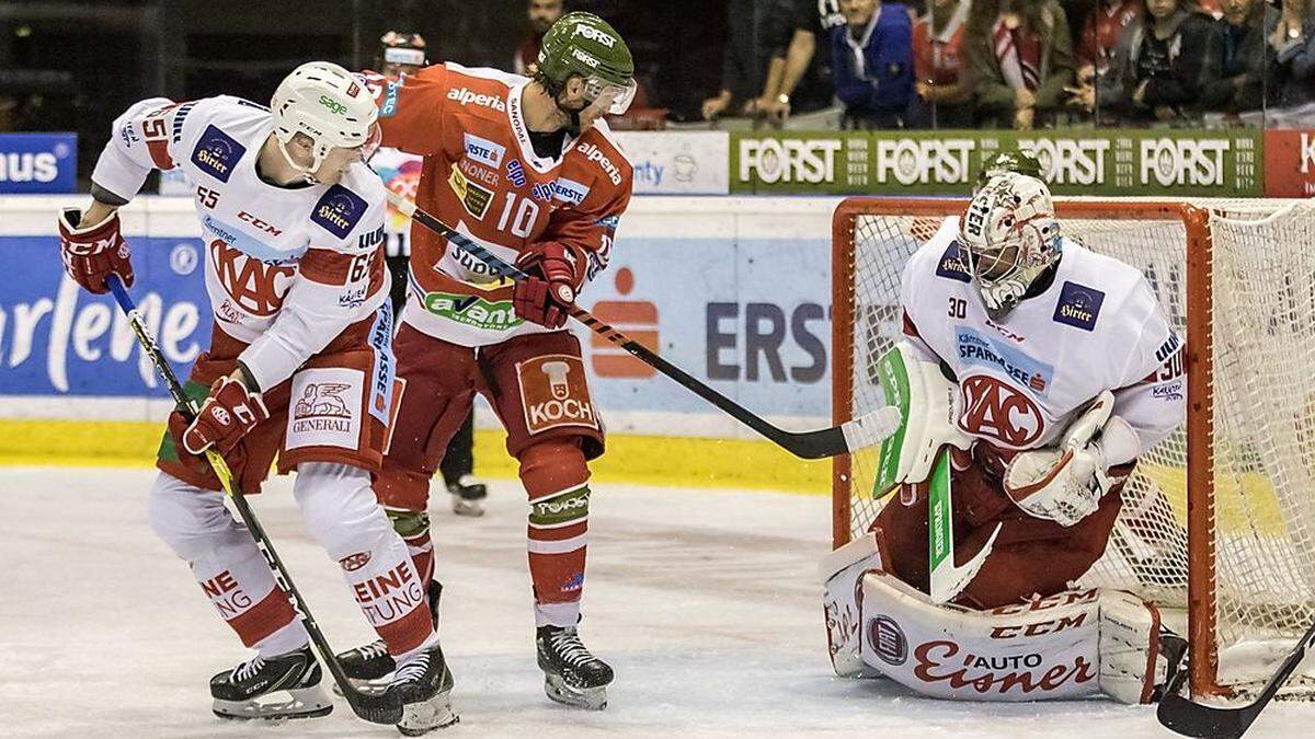 KAC-Goalie Lars Haugen hatte viel gegen Bozen zu tun