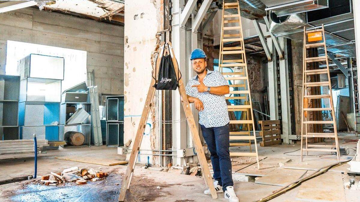 Erster Blick auf die Baustelle im Le Burger in Graz: Chef Lukas Tauber