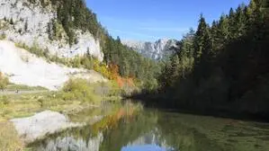Die Mürz mit Blick auf die Schneealpe